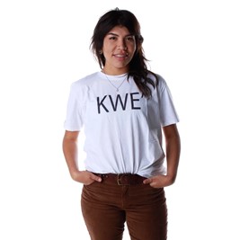 woman wearing KWE t-shirt